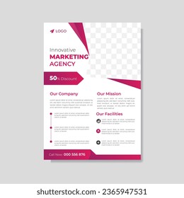 Modern corporate flyer A4 vector template for digital marketing agency, suitable for business poster layout, corporate banners, and leaflets, cover page, perfect for creative professional business.