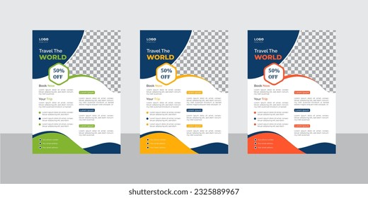 Modern corporate flyer design template whit 3 colors