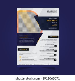 Modern Corporate flyer with orange and blue color gradient shapes.