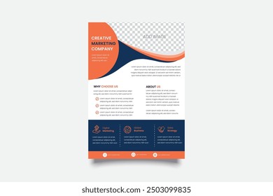modern corporate flyer. orange color is used here. One image can easily be installed in it.