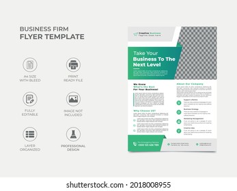 modern corporate flyer template design with an image placement, professional color used in the template. well organized, fully editable eye catchy design. vector a4 size, eps 10 version.