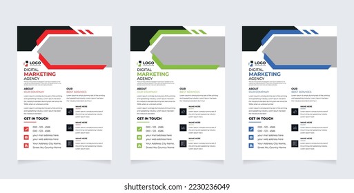 diseño moderno de plantillas de volante corporativo con una ubicación de imagen, color de gradiente verde utilizado en la plantilla. bien organizado, totalmente editable