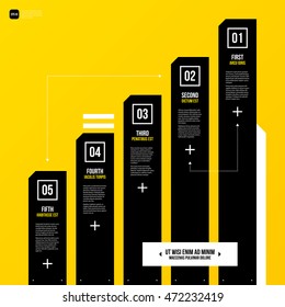 Modern corporate graphic design template with black elements on yellow background. Useful for advertising, marketing and web design.