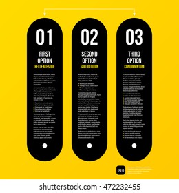 Modern corporate graphic design template with black elements on yellow background. Useful for advertising, marketing and web design.