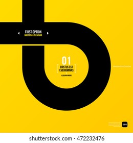 Modern corporate graphic design template with black elements on yellow background. Useful for advertising, marketing and web design.