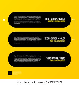 Modern corporate graphic design template with black elements on yellow background. Useful for advertising, marketing and web design.