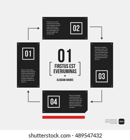 Modern corporate graphic design template with black elements on white background. Useful for advertising, marketing and web design.