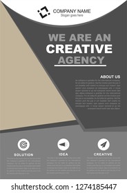 Modern corporate gray flyer template. Vector illustration.