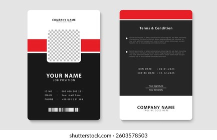 Modern corporate id card design template. Company employee identity card design. Vector