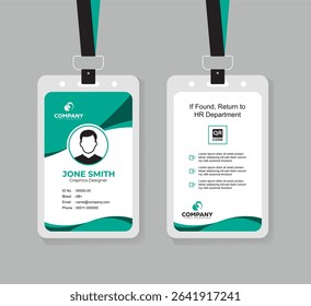 Modern Corporate ID Card Design Template with QR Code for Staff and Business Use 