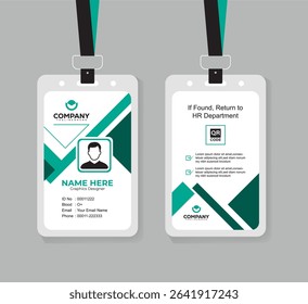 Modern Corporate ID Card Design Template with QR Code for Staff and Business Use 