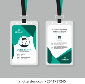 Modern Corporate ID Card Design Template with QR Code for Staff and Business Use 