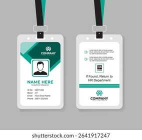 Modern Corporate ID Card Design Template with QR Code for Staff and Business Use 