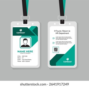 Modern Corporate ID Card Design Template with QR Code for Staff and Business Use 