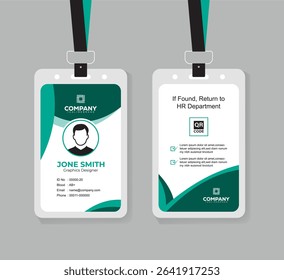Modern Corporate ID Card Design Template with QR Code for Staff and Business Use 