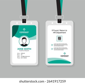 Modern Corporate ID Card Design Template with QR Code for Staff and Business Use 
