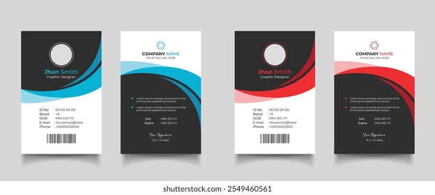 Plantilla moderna de diseño de tarjeta de identidad corporativa. Vector de diseño de tarjeta de identificación de empleado