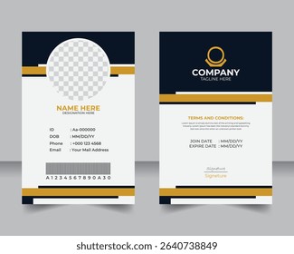 Modern corporate identity card template for staff, Unique and professional employee badge design.
