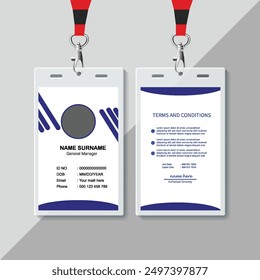 Modern corporate Identity Card With white and blue navy liquid texture gradient background.
