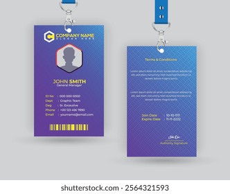 Modern corporate Identity Card With white and blue navy liquid texture gradient background, elegant businees company id card