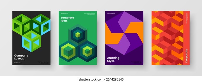 Modern corporate identity design vector template composition. Trendy mosaic pattern journal cover concept bundle.