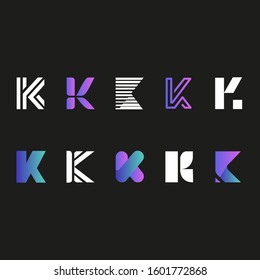 Modern corporate identity k typography logo icon set