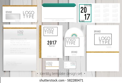 Modern corporate identity template design set. Documentation for business. Business stationery. Vector mockups.