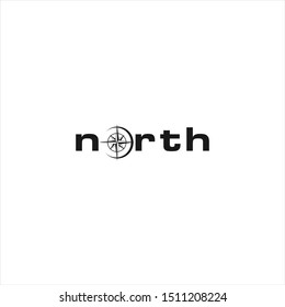 modern corporate illustration north text with compass vector in black color. logotype template. print art design inspiration