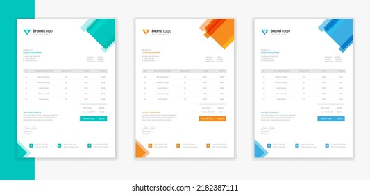 Plantilla moderna de diseño de facturas corporativas para identidad empresarial