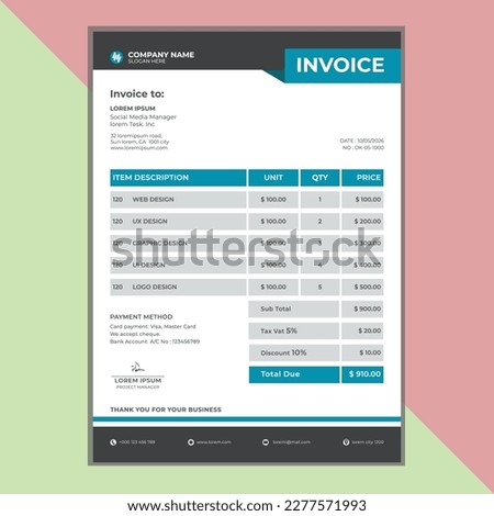 modern corporate invoice template design