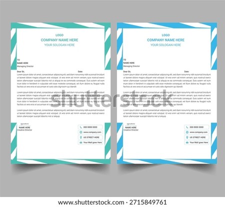 Modern corporate letterhead design with simple and stylish layout, ideal for business branding, company stationery, and formal documents