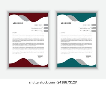 Modern corporate letterhead design template, creative clean letter head design template for your project. letterhead, letter head, Unique business letterhead design with color variation.