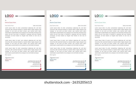 Modern corporate letterhead template Bundle with a clean layout, ideal for business communication, branding documents, and professional office use