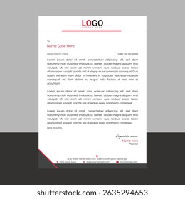 Modern corporate letterhead template with clean layout and sharp lines, ideal for business communication, branding documents, and professional office use