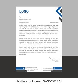 Modern corporate letterhead template with clean layout and sharp lines, ideal for business communication, branding documents, and professional office use