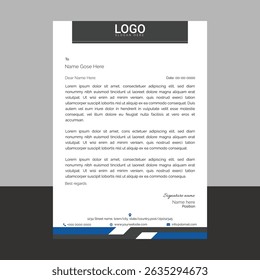 Modern corporate letterhead template with clean layout and sharp lines, ideal for business communication, branding documents, and professional office use