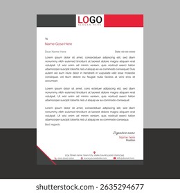 Template en-tête d'entreprise moderne avec une disposition propre et des lignes nettes, idéale pour la communication d'entreprise, les documents de marque et l'utilisation professionnelle de bureau