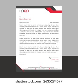 Modern corporate letterhead template with clean layout and sharp lines, ideal for business communication, branding documents, and professional office use