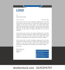 Modern corporate letterhead template with clean layout and sharp lines, ideal for business communication, branding documents, and professional office use
