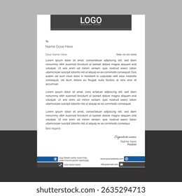 Modern corporate letterhead template with clean layout and sharp lines, ideal for business communication, branding documents, and professional office use