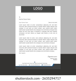 Modern corporate letterhead template with clean layout and sharp lines, ideal for business communication, branding documents, and professional office use