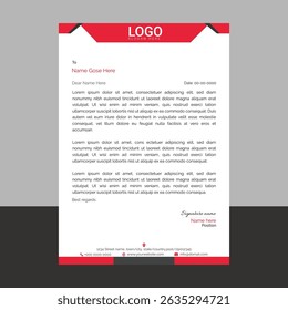 Modern corporate letterhead template with clean layout and sharp lines, ideal for business communication, branding documents, and professional office use