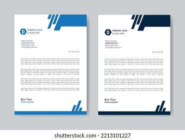 
Modern corporate letterhead template design, business letterhead template, blue and black color letterhead template

