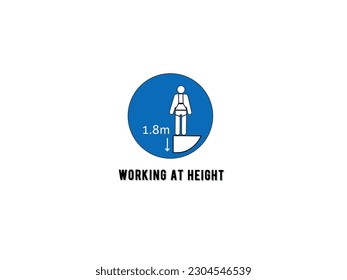 Modern Corporate Life Saving Rules icons vector illustration of Working at Height with blue and white style isolated