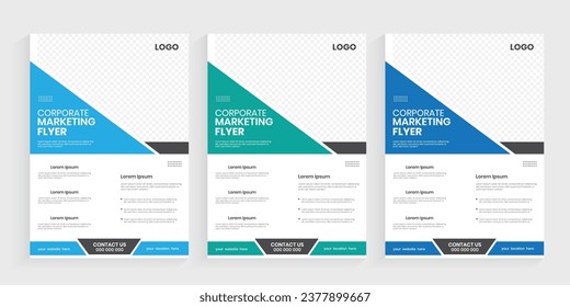 Modern corporate marketing editable flyer design, Business advertising flyer design set, Industry print-ready flier, handout, journal, leaflet, document layout