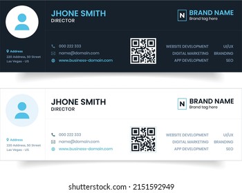 Modern corporate minimal dark style business vector email signature footer template