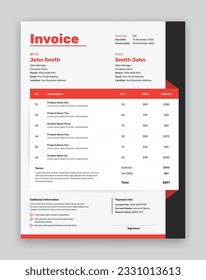 Modern corporate minimalist business invoice template design