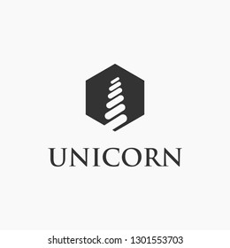 Modern corporate minimalist of unicorn horn logo, unicorn logo icon vector on white background