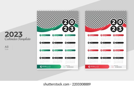 Modern corporate natural shape yearly planner 2023 wall calendar design template