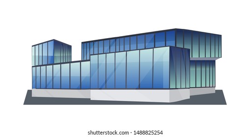 modern corporate office building icon business center exterior with large panoramic windows flat horizontal